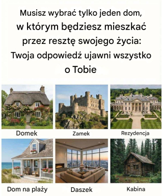 Musisz wybrać tylko jeden dom, w którym będziesz mieszkać przez resztę swojego życia: co twój wybór mówi o tobie