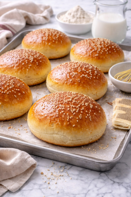 🍞✨ Ultramiękkie domowe bułki Nic nie przebije domowych bułek, złocistobrązowych i niesamowicie miękkich 😍 Idealne do burgerów, kanapek lub bułek z nadzieniem, pokocha je cała rodzina!