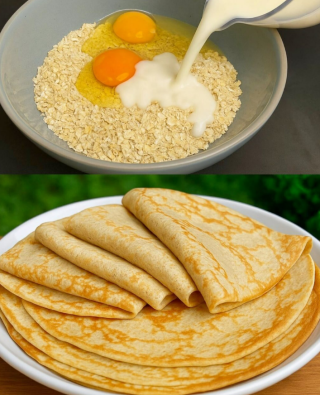 Przyrządzam to każdego ranka: owsiane naleśniki w 5 minut bez cukru i mąki! 220 g płatków owsianych, 4 jajka