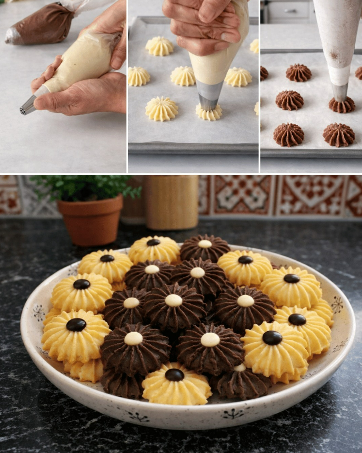 Mini dwukolorowe kruche ciasteczka (waniliowe i czekoladowe): pyszny przepis