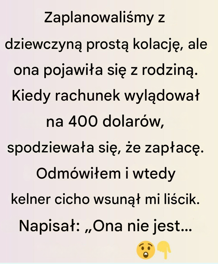 W końcu poznałem rodzinę mojej dziewczyny, a kolacja za 400 dolarów ujawniła prawdę, której nie mogłem zignorować