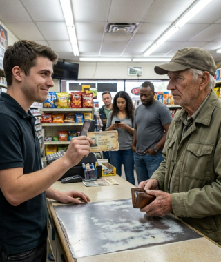 „Młody kasjer naśmiewał się z dowodu osobistego weterana, nie zdając sobie sprawy, kim naprawdę był ojciec właściciela sklepu”.