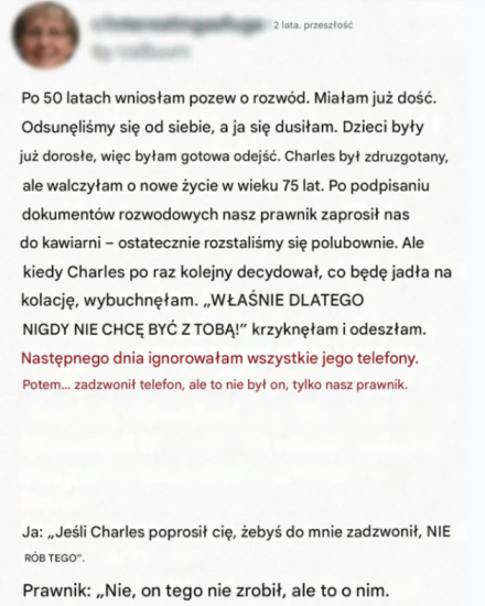 Całe życie razem, a potem jeden wybór zmienił wszystko