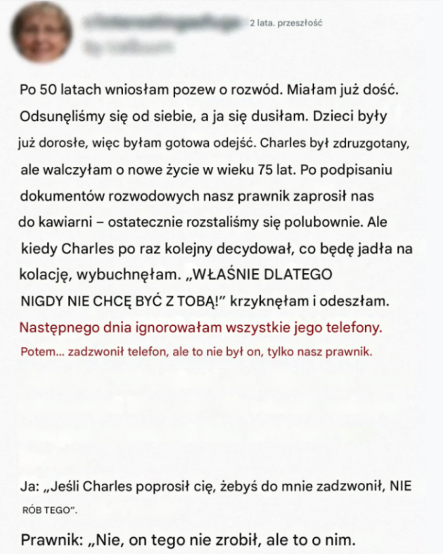 Całe życie razem, a potem jeden wybór zmienił wszystko