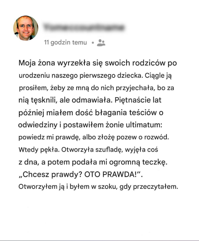 Moja żona wyrzekła się swoich rodziców po narodzinach naszego syna. 15 lat później powiedziała mi szokującą prawdę.