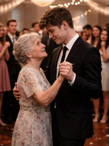 Zaprosiłem moją babcię, woźną ze szkoły średniej, na bal maturalny – kiedy zaczęli się z nas śmiać, chwyciłem mikrofon i przerwałem ciszę