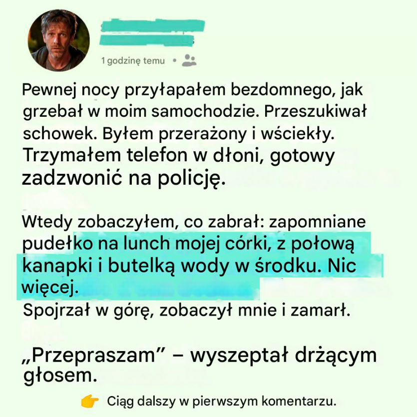O północy znalazłem w swoim samochodzie bezdomnego mężczyznę i podjąłem decyzję, która odmieniła jego życie.