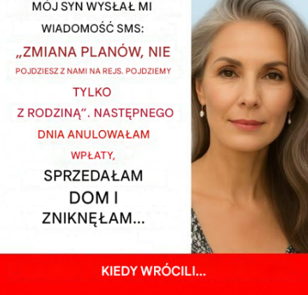 Mój syn napisał mi SMS-a: „Nie pojedziesz z nami na rejs. Jedziemy tylko na rodzinną wycieczkę”. 🤔 😱… Zobacz więcej